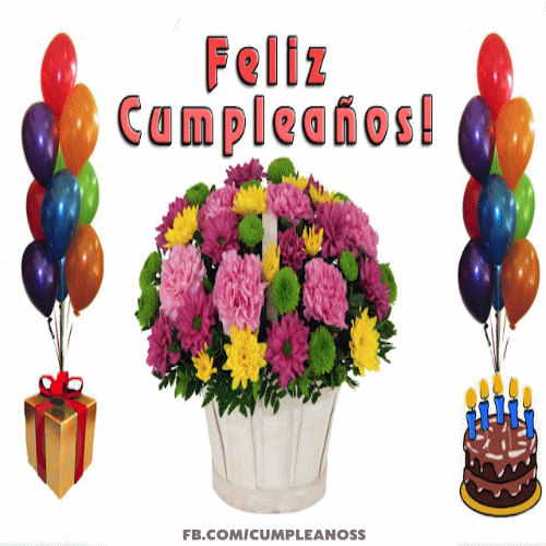 feliz cumpleanos flores gif